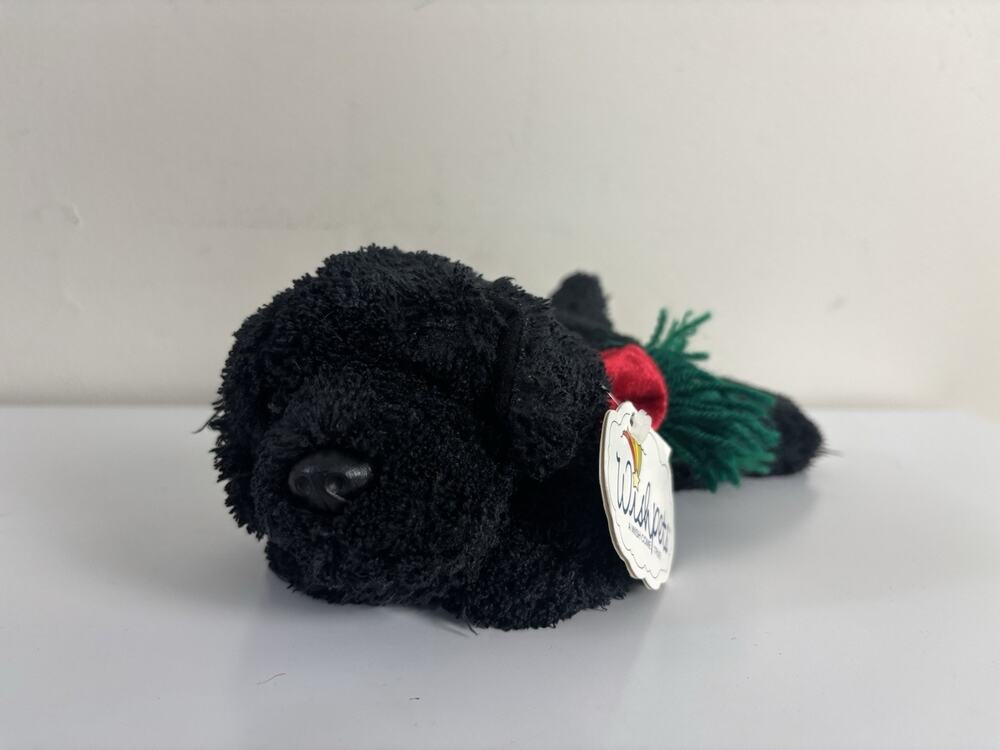 Vtg 2001 Wishpets Black Black Puppy Dog Plush Bean Bag Tag Attached